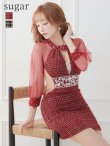 画像10: XSサイズあり【ANGEL R/エンジェルアール】ラメツイード/ ロングスリーブ/ 長袖/ 袖あり/ ウエストビジュー/ シースルー/ アメスリ/ タイト/ ミニドレス/ キャバドレス[OF2] (10)
