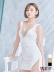 画像1: XSサイズあり【ANGEL R/エンジェルアール】バストスリット/ ビジュー/ ギャザー/ タイト/ ミニドレス/ キャバドレス[OF2] (1)