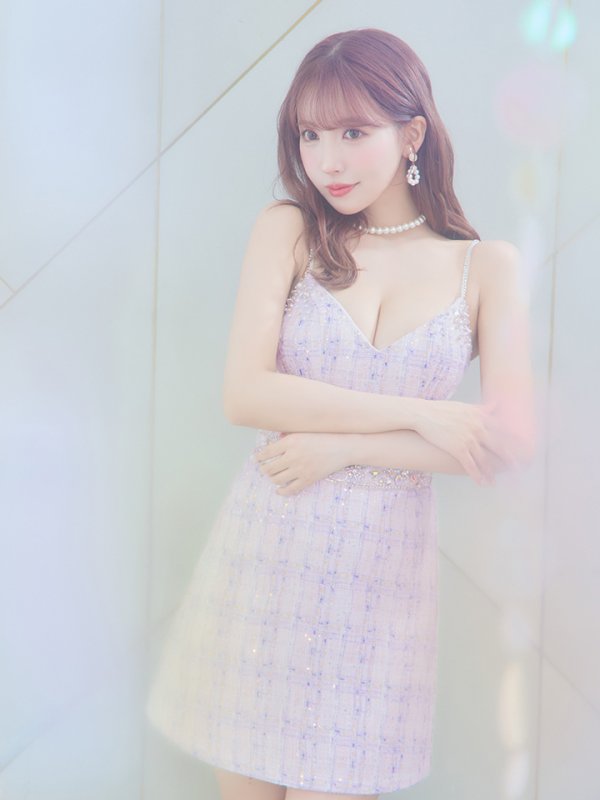 画像3: XSサイズあり【ANGEL R/エンジェルアール】チェックツイード/ ウエストパールビジュー/ フレア/ ミニドレス/ キャバドレス[OF2] (3)