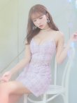 画像6: XSサイズあり【ANGEL R/エンジェルアール】チェックツイード/ ウエストパールビジュー/ フレア/ ミニドレス/ キャバドレス[OF2] (6)