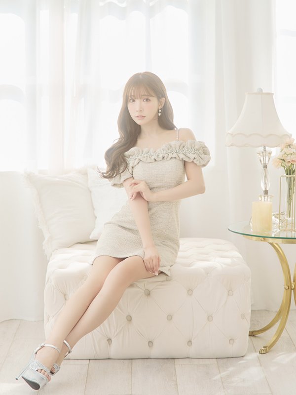 画像21: 【LIMITED SALE開催中！! 11月11日より順次発送予定】XSサイズあり【ANGEL R/エンジェルアール】ツイード/ ビジュー/ フリル/ オフショルダー/ フレア/ミニドレス/ キャバドレス[OF2] (21)