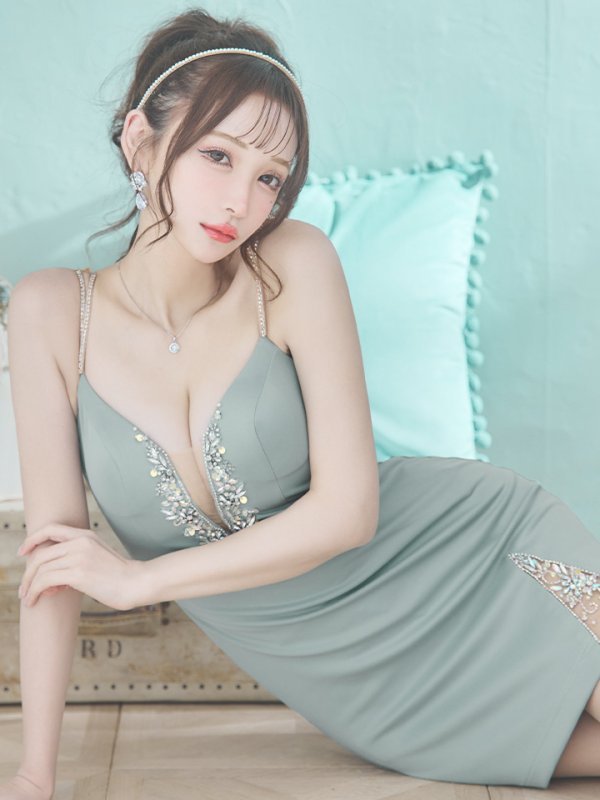 画像36: XSサイズあり【ANGEL R/エンジェルアール】バストカット/ キャミソール/ スパンコール/ ビジュー/ ワンカラー/ タイト/ ミニドレス/ キャバドレス[OF2] (36)