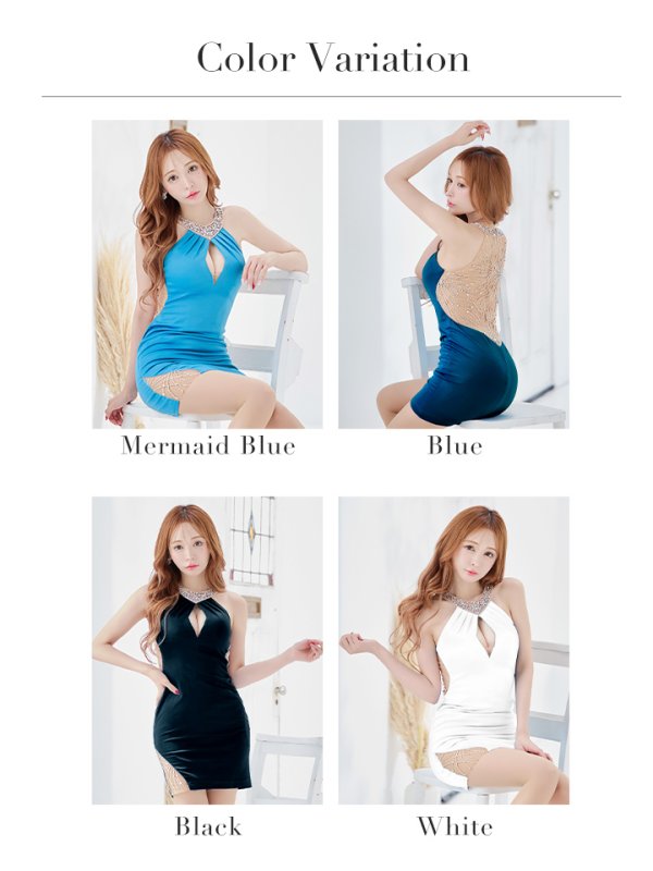 画像37: XSサイズあり【ANGEL R/エンジェルアール】デコルテタック/ ファイヤーワークスパンコール/ バックビジュー/ ホルター/ アメスリ/ ストレッチ/ タイト/ ミニドレス/ キャバドレス[OF2] (37)