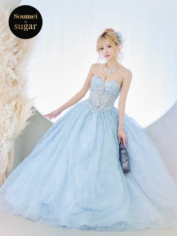 画像13: 【門りょう / 関西コレクション着用】【ANGEL R/エンジェルアール】ベア/ ウェディング/ バースデー/ プリンセス/ コルセット/ フラワーレース/ バストビジュー/ ウエストシースルー/ キャバドレスlong[HC03] (13)