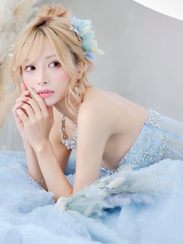 画像24: 【門りょう / 関西コレクション着用】【ANGEL R/エンジェルアール】ベア/ ウェディング/ バースデー/ プリンセス/ コルセット/ フラワーレース/ バストビジュー/ ウエストシースルー/ キャバドレスlong[HC03] (24)