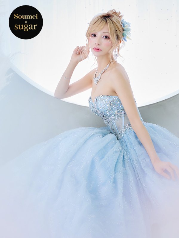 画像15: 【門りょう / 関西コレクション着用】【ANGEL R/エンジェルアール】ベア/ ウェディング/ バースデー/ プリンセス/ コルセット/ フラワーレース/ バストビジュー/ ウエストシースルー/ キャバドレスlong[HC03] (15)