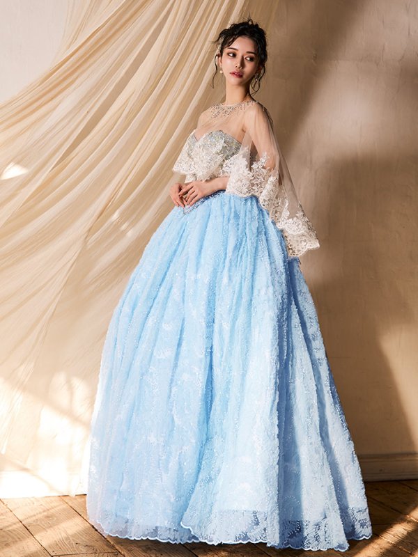 ブルー モデル：ゆりお　身長：165cm　着用サイズ：(Fサイズ)