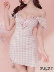 画像9: sugarコラボ商品☆XSサイズあり【ANGEL R/エンジェルアール】オフショルダー/ 千鳥柄/ ツイード/ バストフラワーパールビジュー/ タイト/ ミニドレス/ キャバドレス[OF2] (9)