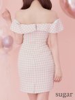 画像10: sugarコラボ商品☆XSサイズあり【ANGEL R/エンジェルアール】オフショルダー/ 千鳥柄/ ツイード/ バストフラワーパールビジュー/ タイト/ ミニドレス/ キャバドレス[OF2] (10)