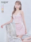 XSサイズあり【Angel R/エンジェルアール】フロントファスナー/ チェーン/ ツイード/ セパレート/ 台形スカート/ マイクロミニ/ セットアップ/ ミニドレス/ キャバドレス　ピンク