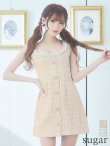 画像1: XSサイズあり【ANGEL R/エンジェルアール】チェックツイード/ バストパールビジュー/ フロントボタン/ フレア/ ミニドレス/ キャバドレス[OF2] (1)