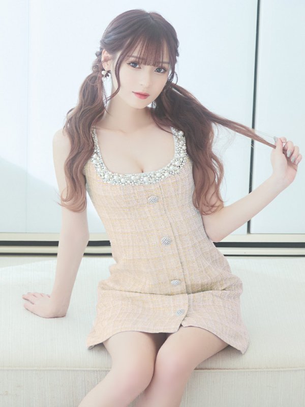 画像16: XSサイズあり【ANGEL R/エンジェルアール】チェックツイード/ バストパールビジュー/ フロントボタン/ フレア/ ミニドレス/ キャバドレス[OF2] (16)