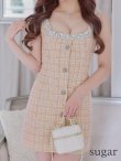 画像11: XSサイズあり【ANGEL R/エンジェルアール】チェックツイード/ バストパールビジュー/ フロントボタン/ フレア/ ミニドレス/ キャバドレス[OF2] (11)