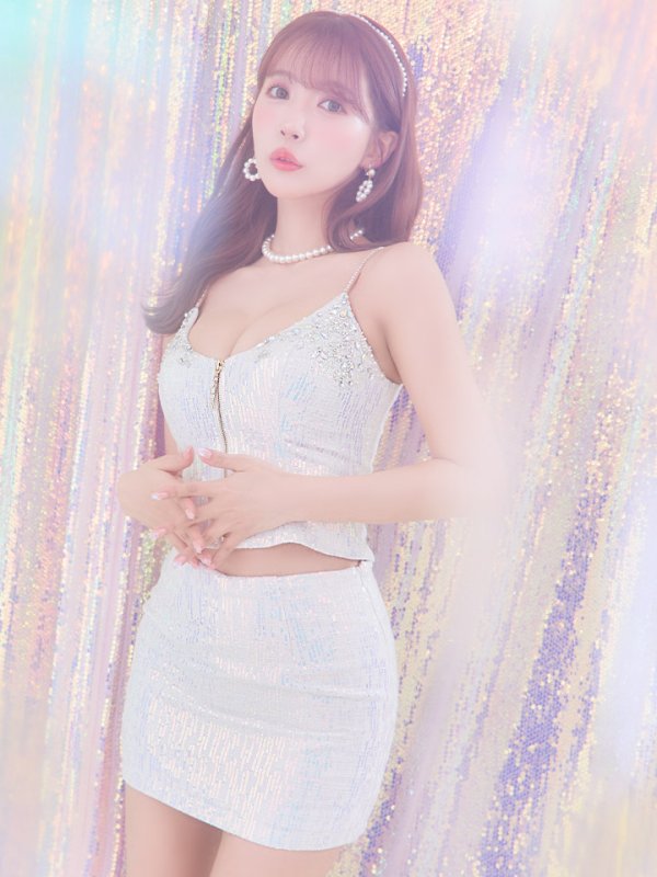 画像5: sugarコラボ商品☆XSサイズあり【ANGEL R/エンジェルアール】スパンコール/ フロントジップ/ キャミ/ タイト/ マイクロミニドレス/ キャバドレス[OF2] (5)