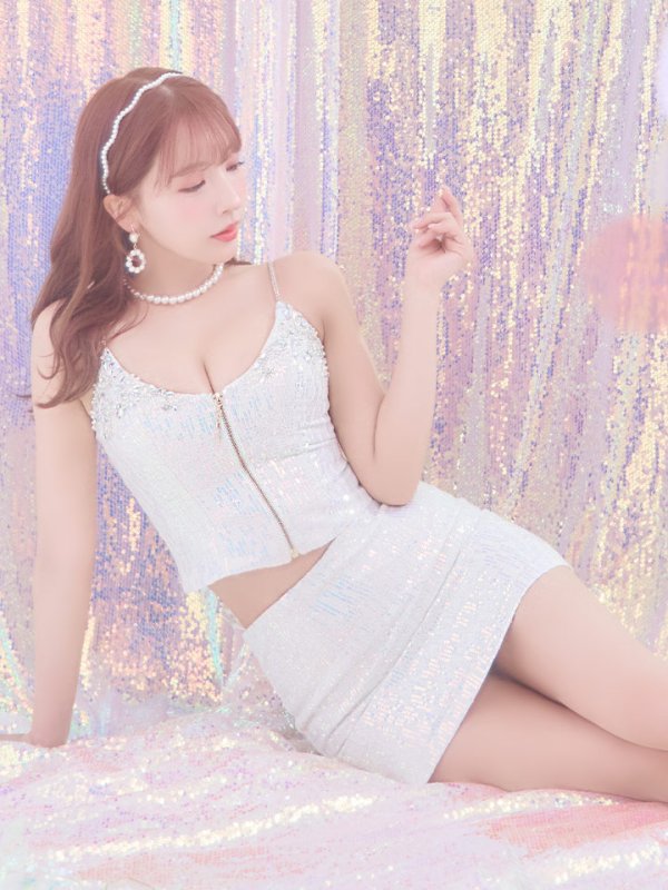 画像7: sugarコラボ商品☆XSサイズあり【ANGEL R/エンジェルアール】スパンコール/ フロントジップ/ キャミ/ タイト/ マイクロミニドレス/ キャバドレス[OF2] (7)