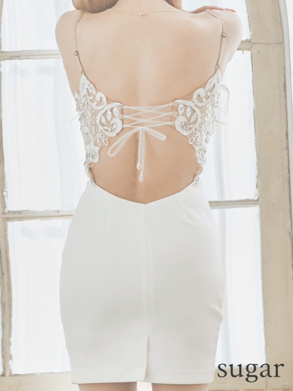 画像23: XSサイズあり【ANGEL R/エンジェルアール】アッパーレース/ バストシースルー/ ビジュー/ キャミソール/ タイト/ ミニドレス/ キャバドレス[OF2] (23)