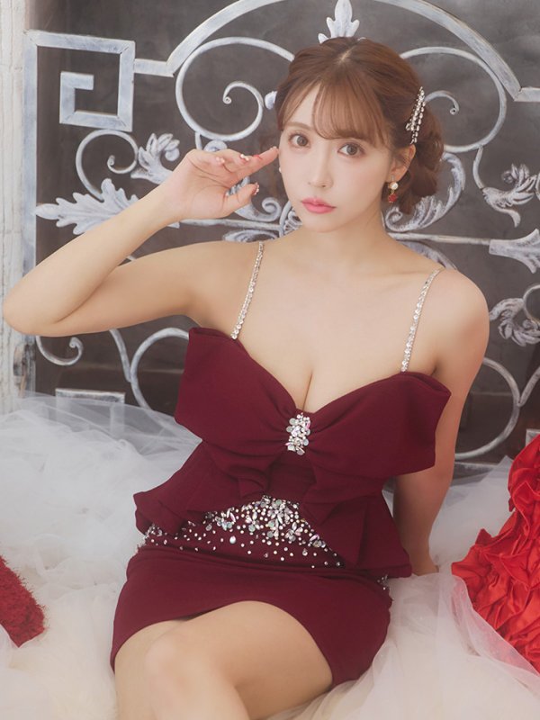 画像19: 【AMIRU/関西コレクション着用】XSサイズあり【ANGEL R/エンジェルアール】ビッグフリルリボン/ ビジュー/ セパレート/ マイクロミニ/ タイト/ミニドレス/ キャバドレス[OF2] (19)