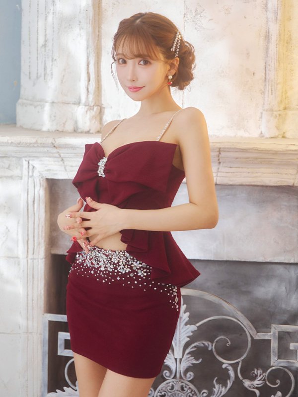 画像20: 【AMIRU/関西コレクション着用】XSサイズあり【ANGEL R/エンジェルアール】ビッグフリルリボン/ ビジュー/ セパレート/ マイクロミニ/ タイト/ミニドレス/ キャバドレス[OF2] (20)