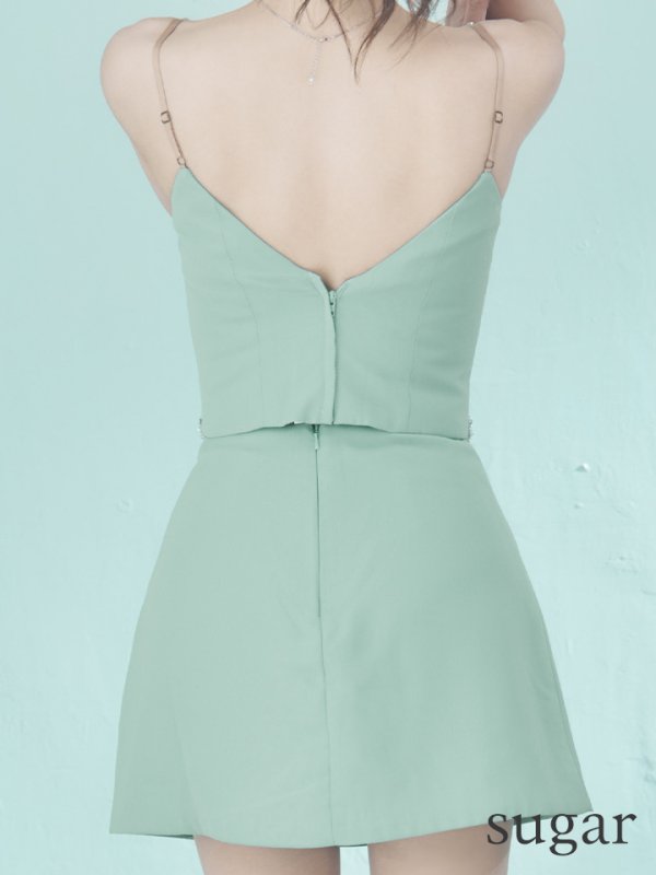 画像9: XSサイズあり【ANGEL R/エンジェルアール】アッパーフロントビジュー/ セパレート/ キャミソール/ セットアップ/ 台形スカート/ ミニドレス/ キャバドレス[OF2] (9)