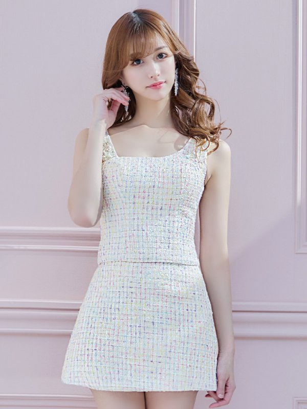 画像5: XSサイズあり☆背の低い方必見！【ANGEL R/エンジェルアール】ツイード/ ショルダービジュー/ ツーピース/ タイト/ マイクロミニドレス/ キャバドレス[OF2] (5)