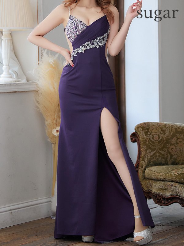 画像25: 【ANGEL R/エンジェルアール】バストスパンコール/ パールビジュー/ タッククロス/ キャミ/ タイト/ スリット/ ロングドレス/ キャバドレス long[OF2] (25)