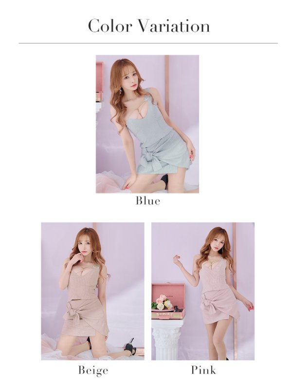 画像22: XSサイズあり☆背の低い方必見！【ANGEL R/エンジェルアール】ワンショルダー/ チェック/ リボン/ ツーピース/ マイクロミニドレス/ キャバドレス[OF2] (22)