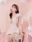画像9: sugarコラボ商品☆XSサイズあり【ANGEL R/エンジェルアール】ワンショルダー/ 千鳥柄/ ツイード/ ビッグリボンパールビジュー/ タイト/ ミニ/ キャバドレス[OF2] (9)