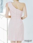 画像9: sugarコラボ商品☆XSサイズあり【ANGEL R/エンジェルアール】ワンショルダー/ 千鳥柄/ ツイード/ ビッグリボンパールビジュー/ タイト/ ミニ/ キャバドレス[OF2] (9)