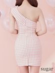 画像15: sugarコラボ商品☆XSサイズあり【ANGEL R/エンジェルアール】ワンショルダー/ 千鳥柄/ ツイード/ ビッグリボンパールビジュー/ タイト/ ミニ/ キャバドレス[OF2] (15)