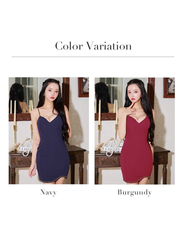 画像22: 【LIMITED SALE開催中！! 11月11日より順次発送予定】XSサイズあり【ANGEL R/エンジェルアール】バストラインビジュー/ ウェーブチェーン/ ワンカラー/ キャミソール/ ストレッチ/ タイト/ ミニドレス/ キャバドレス[OF2] (22)