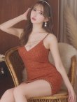 画像5: XSサイズあり【ANGEL R/エンジェルアール】バストラインビジュー/ レザーチェーン/ チェック/ キャミソール/ タイト/ ミニドレス/ キャバドレス[OF2] (5)