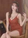 画像8: XSサイズあり【ANGEL R/エンジェルアール】バストラインビジュー/ レザーチェーン/ チェック/ キャミソール/ タイト/ ミニドレス/ キャバドレス[OF2] (8)