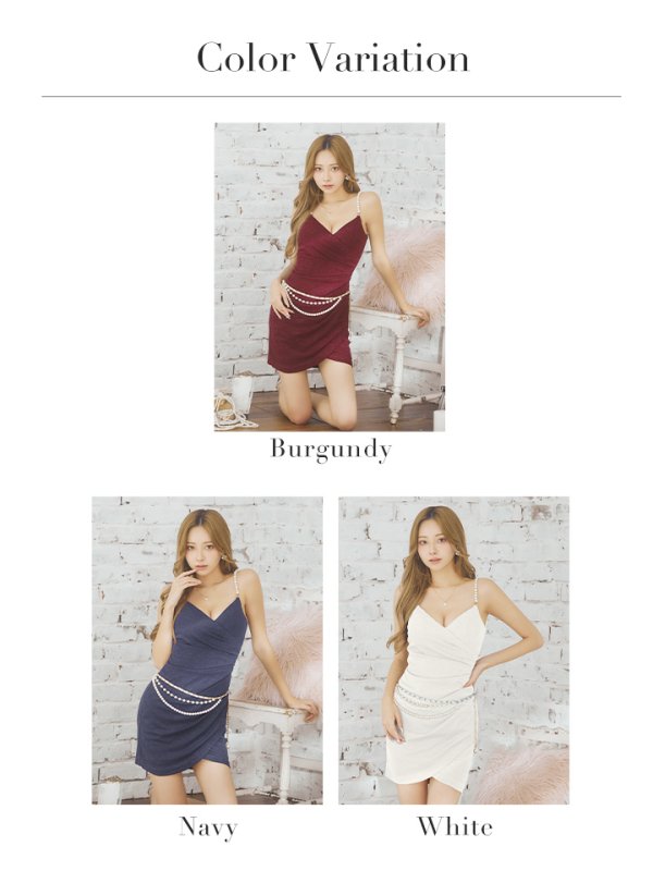 画像22: XSサイズあり【ANGEL R/エンジェルアール】ショルダーウエストベルトパール/ キャミソール/ タック/ ワンカラー/ タイト/ ミニドレス/ キャバドレス[OF2] (22)