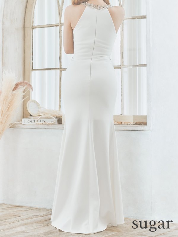 画像20: 【ANGEL R/エンジェルアール】フラワーレース/ デコルテビジュー/ パールチェーン/ ワンカラー/ タイト/ スリット/ ロングドレス/ キャバドレス long[OF2] (20)