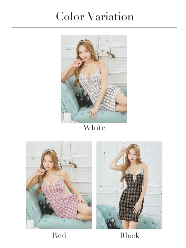 画像27: XSサイズあり【ANGEL R/エンジェルアール】バストダイヤビジュー/ ミックスチェック/ サイドシアー/ キャミソール/ タイト/ ミニドレス/ キャバドレス[OF2] (27)