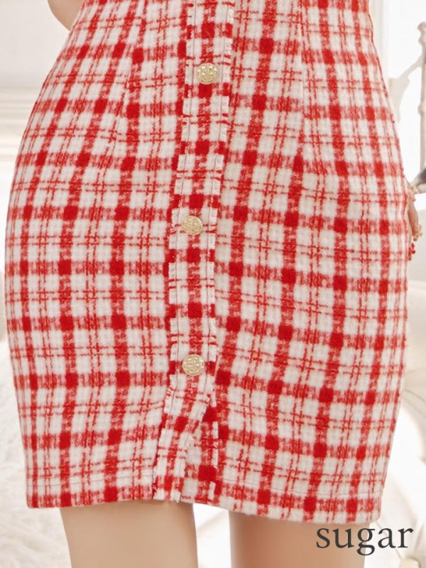 画像15: sugar限定☆ XSサイズあり【ANGEL R/エンジェルアール】チェック/ ツイード/ バストカット/ ノースリーブ/ タイト/ ミニドレス/ キャバドレス[OF2] (15)