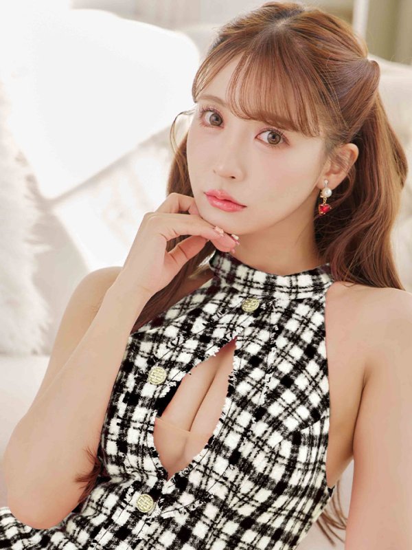 画像2: sugar限定☆ XSサイズあり【ANGEL R/エンジェルアール】チェック/ ツイード/ バストカット/ ノースリーブ/ タイト/ ミニドレス/ キャバドレス[OF2] (2)