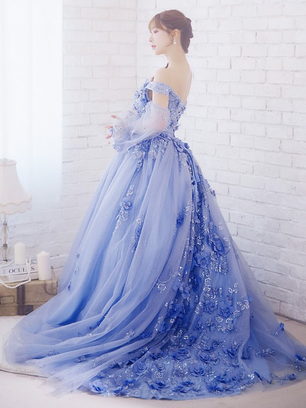 画像4: 【ANGEL R/エンジェルアール】ベア/ 立体フラワー/ ウェディング/ バースデー/ プリンセス/ フレア/ ロングドレス/ キャバドレスlong[HC03] (4)