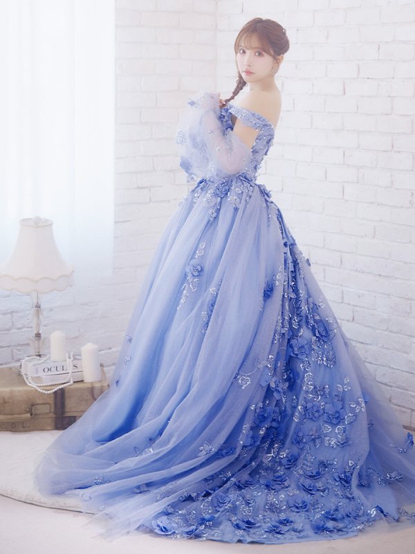 画像7: 【ANGEL R/エンジェルアール】ベア/ 立体フラワー/ ウェディング/ バースデー/ プリンセス/ フレア/ ロングドレス/ キャバドレスlong[HC03] (7)