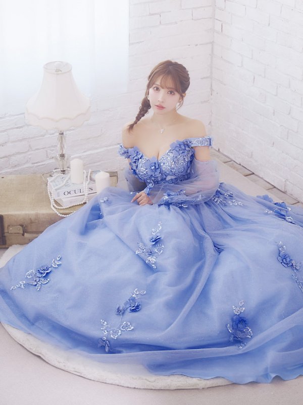 画像11: 【ANGEL R/エンジェルアール】ベア/ 立体フラワー/ ウェディング/ バースデー/ プリンセス/ フレア/ ロングドレス/ キャバドレスlong[HC03] (11)