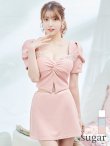 画像4: XSサイズあり【ANGEL R/エンジェルアール】バストビジュー/ クロスタック/ パフスリーブ/ セパレート/ マイクロミニ/ フレア/ミニドレス/ キャバドレス[OF2] (4)