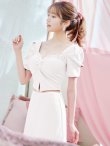画像18: XSサイズあり【ANGEL R/エンジェルアール】バストビジュー/ クロスタック/ パフスリーブ/ セパレート/ マイクロミニ/ フレア/ミニドレス/ キャバドレス[OF2] (18)
