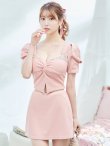 画像8: XSサイズあり【ANGEL R/エンジェルアール】バストビジュー/ クロスタック/ パフスリーブ/ セパレート/ マイクロミニ/ フレア/ミニドレス/ キャバドレス[OF2] (8)