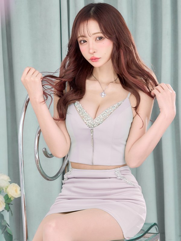 画像12: XSサイズあり【ANGEL R/エンジェルアール】バストビジュー/ ファスナー/ キャミソール/ セパレート/ マイクロミニ/ タイト/ ミニドレス/ キャバドレス[OF2] (12)