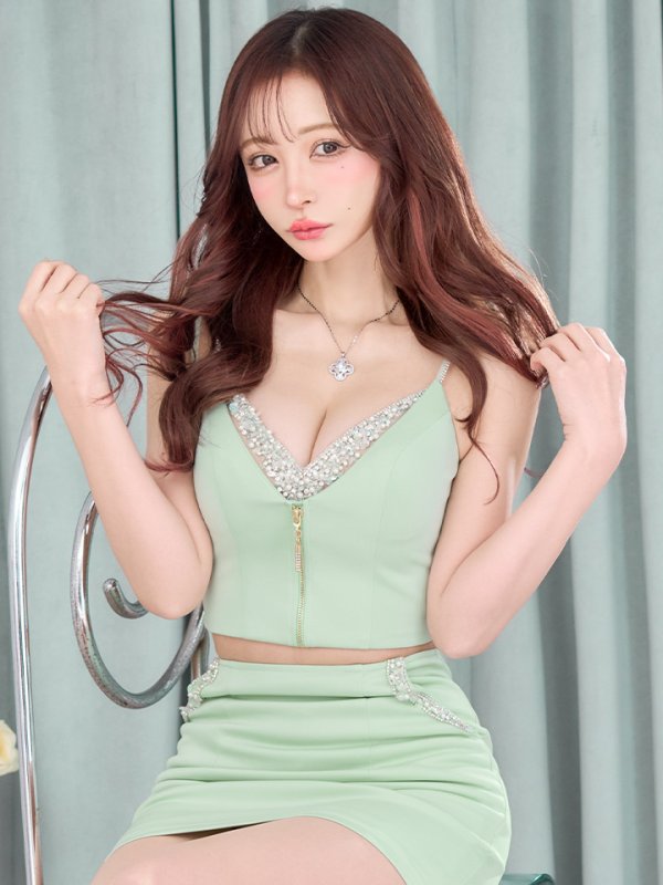 画像21: XSサイズあり【ANGEL R/エンジェルアール】バストビジュー/ ファスナー/ キャミソール/ セパレート/ マイクロミニ/ タイト/ ミニドレス/ キャバドレス[OF2] (21)