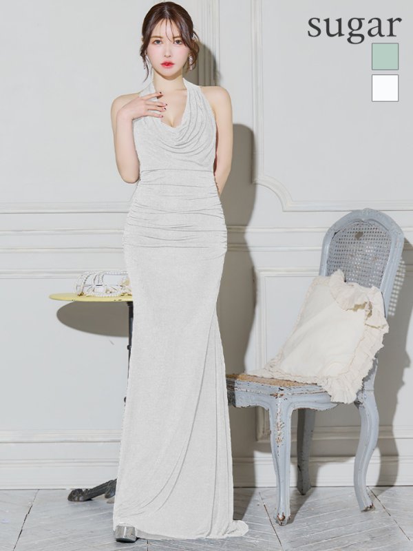 画像9: 【ANGEL R/エンジェルアール】ドレープ/ バックレースアップ/ タック/ タイト/ ロングドレス/ キャバドレス long[OF2] (9)