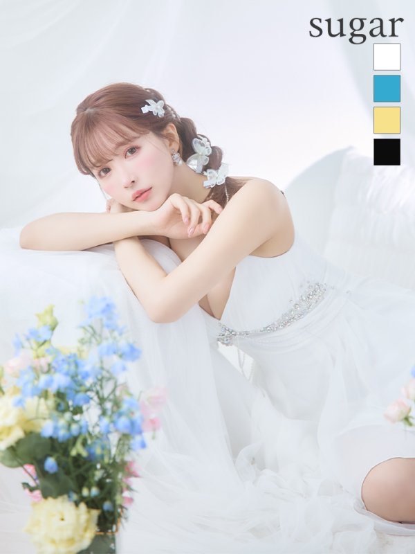 画像1: XSサイズあり【ANGEL R/エンジェルアール】パールチェーン/ バストビジュー/ キャミソール/ フレア/ ミニドレス/ キャバドレス[OF2] (1)
