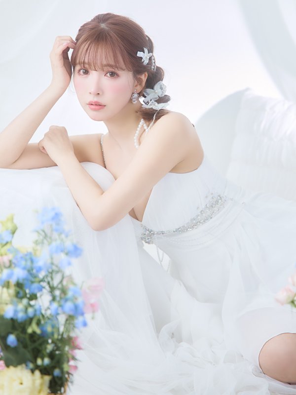 画像2: XSサイズあり【ANGEL R/エンジェルアール】パールチェーン/ バストビジュー/ キャミソール/ フレア/ ミニドレス/ キャバドレス[OF2] (2)