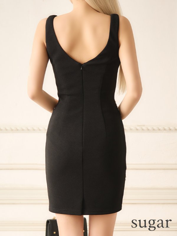 画像14: XSサイズあり【ANGEL R/エンジェルアール】パールチェーン/ ウエストビジュー/ メッシュ/ タイト/ ミニドレス/ キャバドレス[OF2] (14)