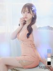 XSサイズあり【Angel R/エンジェルアール】バッククロスリボンデザイン/ バストギャザー/ ビジュー/ タイト/ ミニドレス/ キャバドレス[OF2]　ピンク